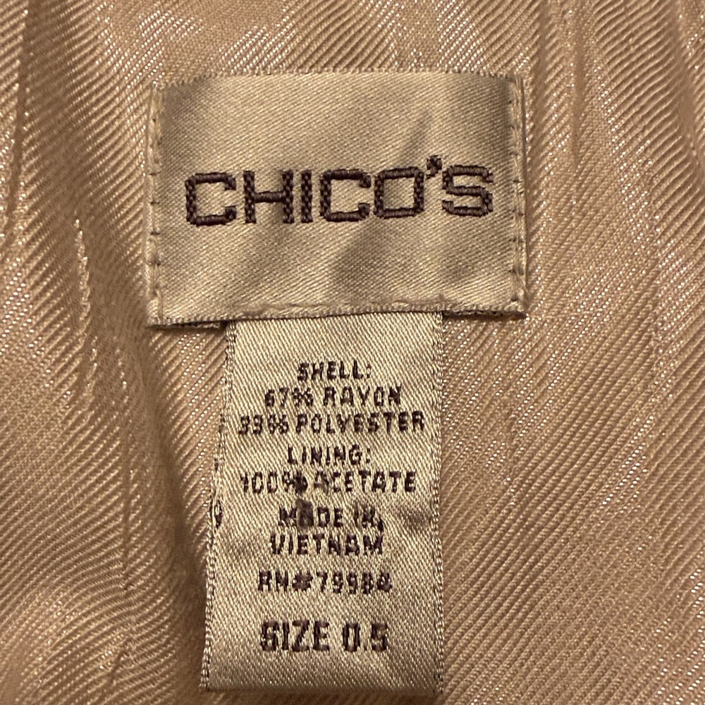Chico's Elegant Shimmering Silver Cream Textured Dress - Picture 7 of 8